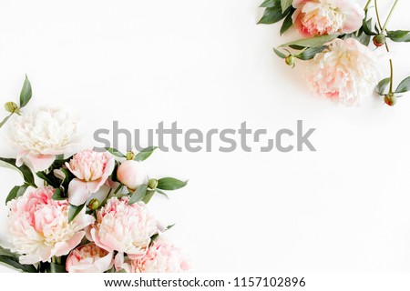 Similar – Image, Stock Photo Pink pale flowers in circle shape at white background.