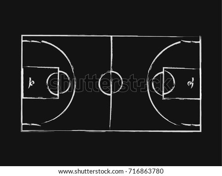 black board with outline of basketball court ideal for strategy ez