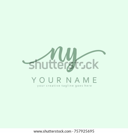 Handwriting N & Y initial logo template vector Stok fotoğraf © 