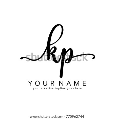 Handwriting K & P initial logo template vector Stock fotó © 