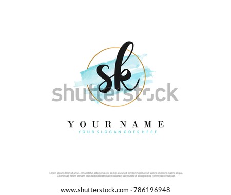 S K Initial water color logo template vector