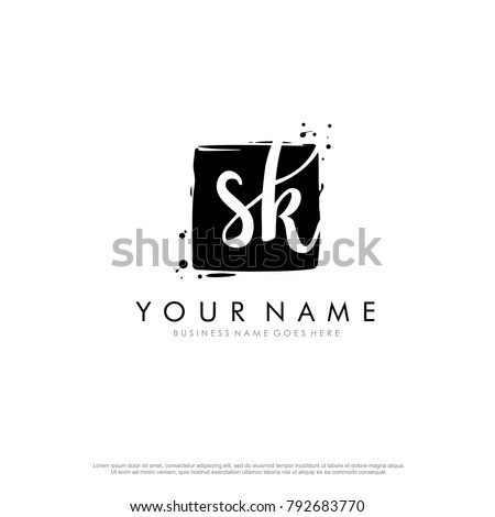 S K initial square logo template vector