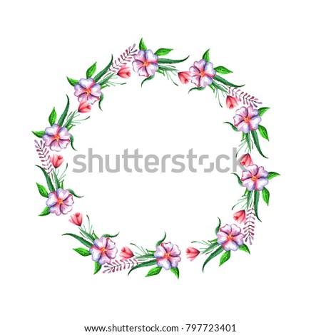 watercolor wreaths with wildflowers and leaves you can use it to