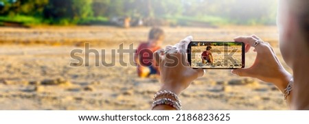 Similar – Image, Stock Photo Mother photographing childs playing