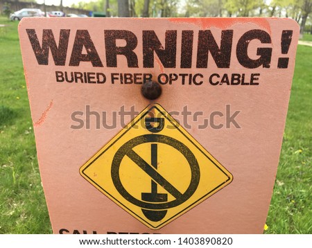 Warning Sign Buried Fiber Optic Cable Signs Symbols Stock Image 712969618