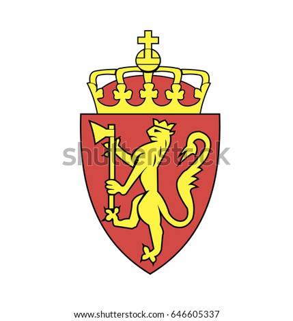 National coat of arms of Norway. Isolated vector illustration on white background.