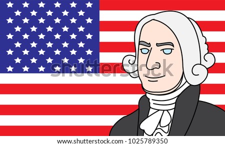 Washington Vector Cartoon character on american flag Concept , Presidents Day Celebration , United States National Holidays 