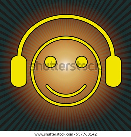 Music headphone smile icon