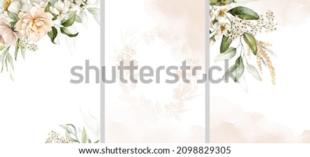 Similar – Foto Bild Hochzeit boho Aquarell Rahmen mit teal grün tropischen Blätter und beige Blumen Illustration