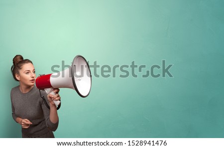 Person speaking in loudspeaker concept