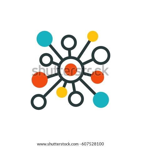 Thin lines connection icon outline of big data center group cloud computing system internet protection password access technical instrument vector illustration.