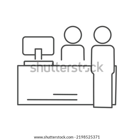 front desk customer service icon thin line symbol for web and mobile on white background - editable stroke vector illustration eps10