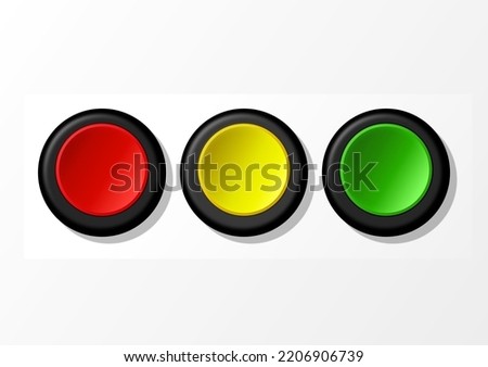 vectors start and stop button, red button, yellow button, green button.
