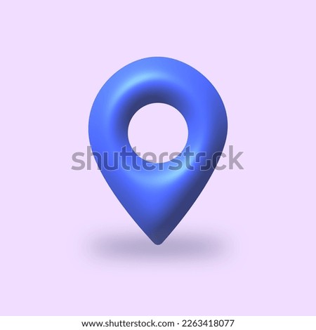 Map pointer icon on purple background. Location symbols. 3D Web Vector Illustrations.