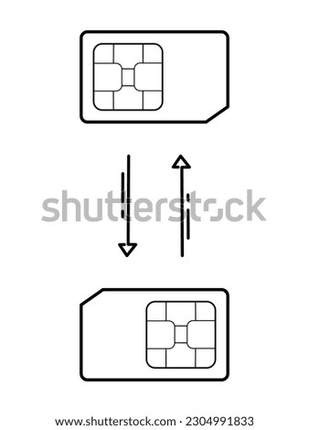 Transferring phone numbers to another SIM card. Flat vector illustration on white background.