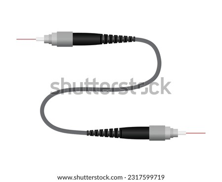 Fiber optic cable with SC, LC, FC and ST connector. vector illustration EPS10.