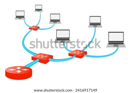 Local area network 3d diagram. Internet concept.