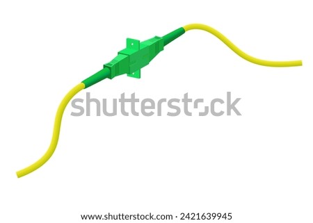 Optical fiber cable with SC APC connector and SC simplex adapter. vector