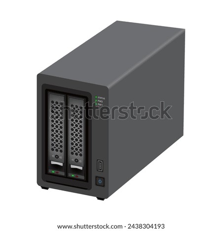 Network attached storage on white background. 3D Vector illustration.