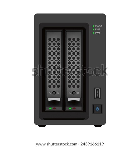 Network attached storage on white background. 3D Vector illustration.