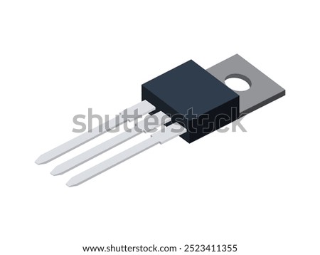 Power Transistor or MOSFET which is used in electronic circuits. TRIAC 3d Vector Illustration.