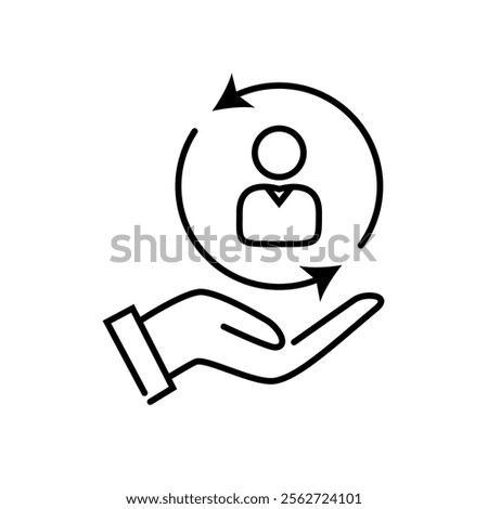 Care customer icon, total inclusive service, line symbol on white background. Editable stroke vector illustration eps10.