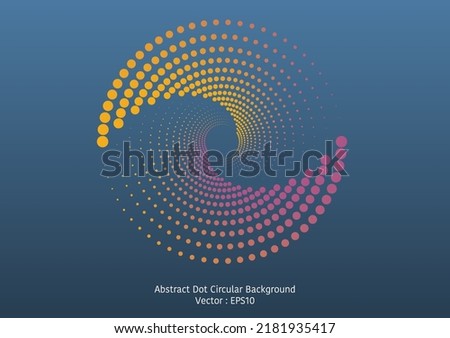 Abstract dot circular background design, two sets of colorful halftone style dots in big circle shape