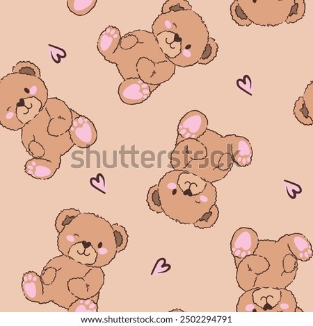 seamless pattern with teddy bear. Cute pattern for pajamas, stationery, wear, clothes, web and other design.