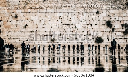 Jewish people praying at the western wall in the old town of Jerusalem, Israel.  ストックフォト © 