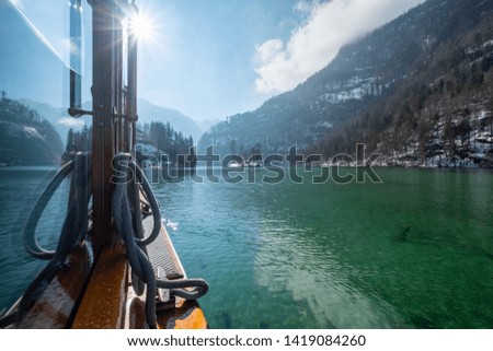Similar – Image, Stock Photo Man hiking at Königsee