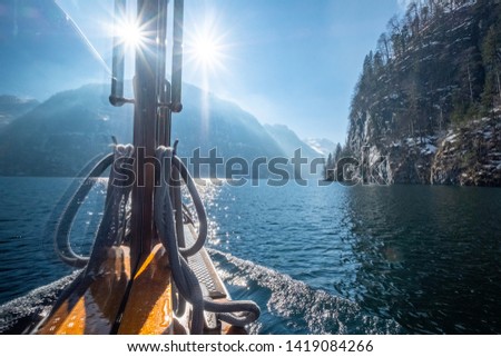 Similar – Image, Stock Photo Man hiking at Königsee