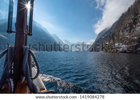 Similar – Image, Stock Photo Man hiking at Königsee