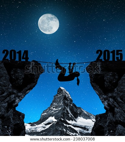 Girl climbs into the New Year 2015