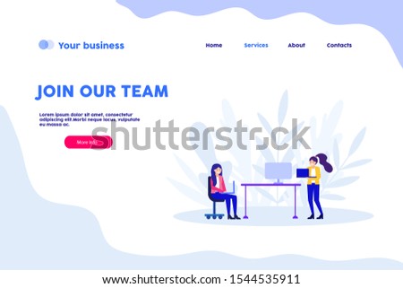 Join our team web page.Flat vector illustration isolated on white background. Can use for web banner, infographics, web page.