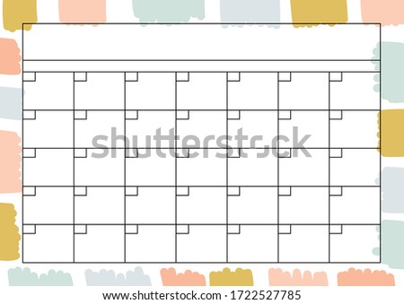 Monthly  planner for diary, organiser, notebook. Printable A4 planner. Vector Illustration. 