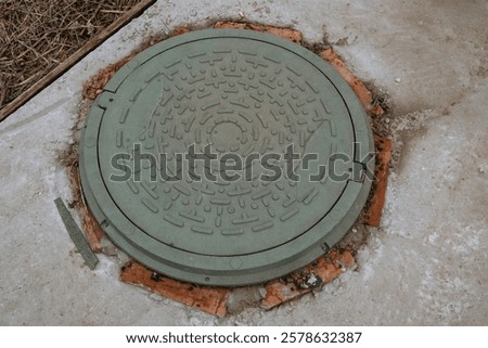 Similar – Image, Stock Photo Red bricks embedded in colorful cobblestones on a square in Bad Salzuflen near Herford in East Westphalia-Lippe, Germany