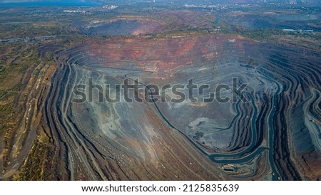 Huge iron ore quarry iron ore quarry top view Aero photo shoot. Imagine de stoc © 