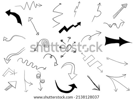 Set of vector hand drawing arrows. directions signs or symbols,arrow,firework,bow,tail, heart, set,line ,love,speech bubble,pointer,Vector hand drawning arrows and direction concept.