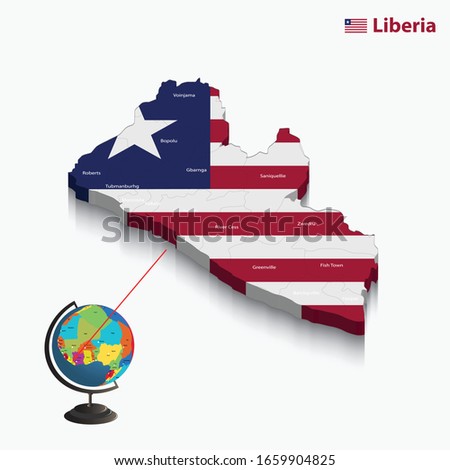 3d flags map of Liberia. vector design and background Liberia