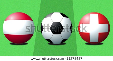 Football with 3D ball representation of Austrian and Swiss flags