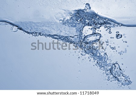Abstract blue wave, fantastic background, splash water, motion blur