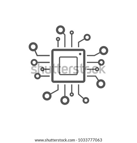 Processor line vector icon for websites and mobile minimalistic flat design.  Mini CPU Icon Flat Style. Mobile CPU Vector. Phone CPU Illustration. Basic CPU Icon. Editable Stoke. EPS 10
