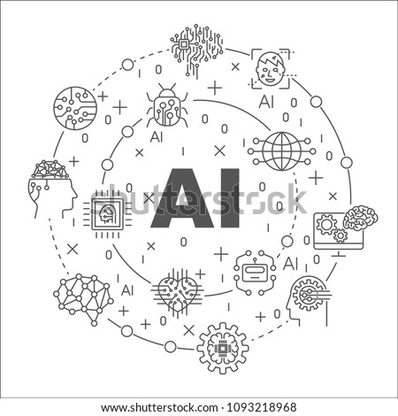 Linear illustration for presentations in the round. AI concept. Editable Stroke. EPS 10 商業照片 © 