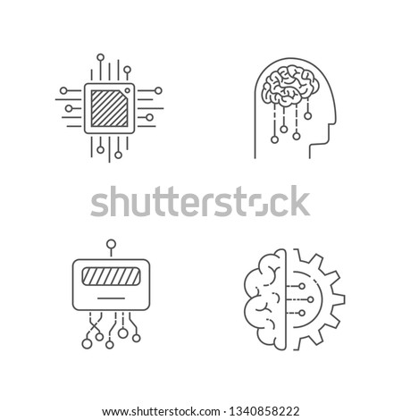 AI (artificial intelligence) icon set. Editable Stroke. EPS 10