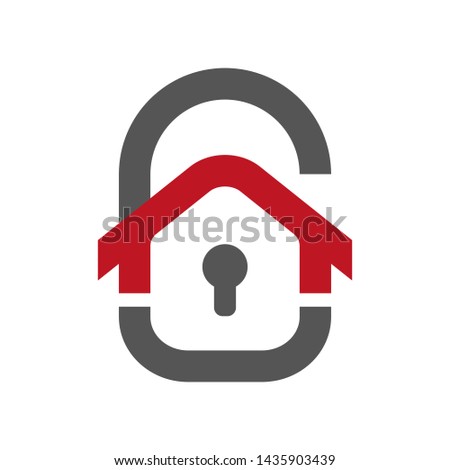 Home protection icon. House in the form of a door lock. Protection vector icon for web design isolated on white background. Home guard concept. EPS 10