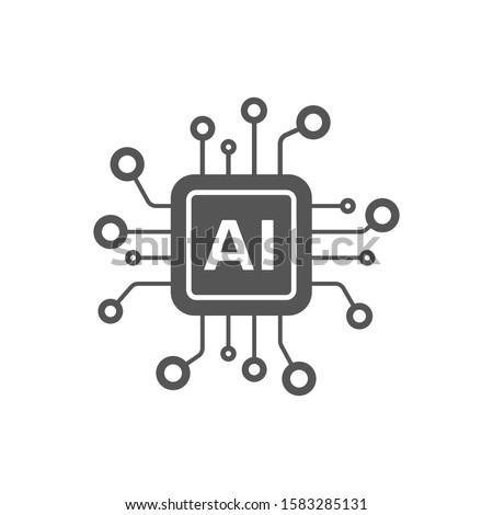 AI Processor vector icon for websites and mobile minimalistic flat design. Mini AI CPU icon in flat style. Mobile AI CPU. EPS 10