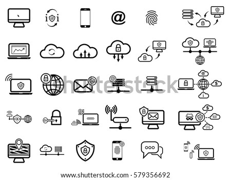 set with internet security icons