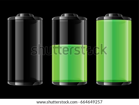 Green battery vector illustration on black background