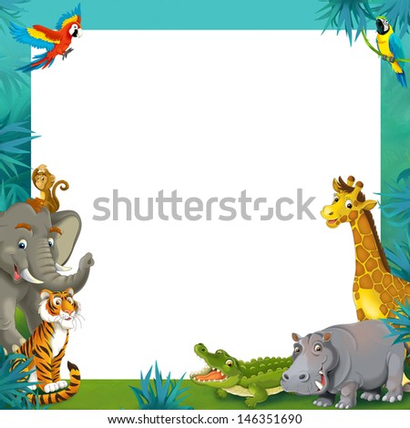 Cartoon Safari - Jungle - Frame Border Template - Illustration For The ...