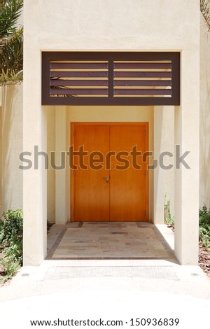 The entrance in Arabic style modern villa at luxury hotel, Abu Dhabi, UAE